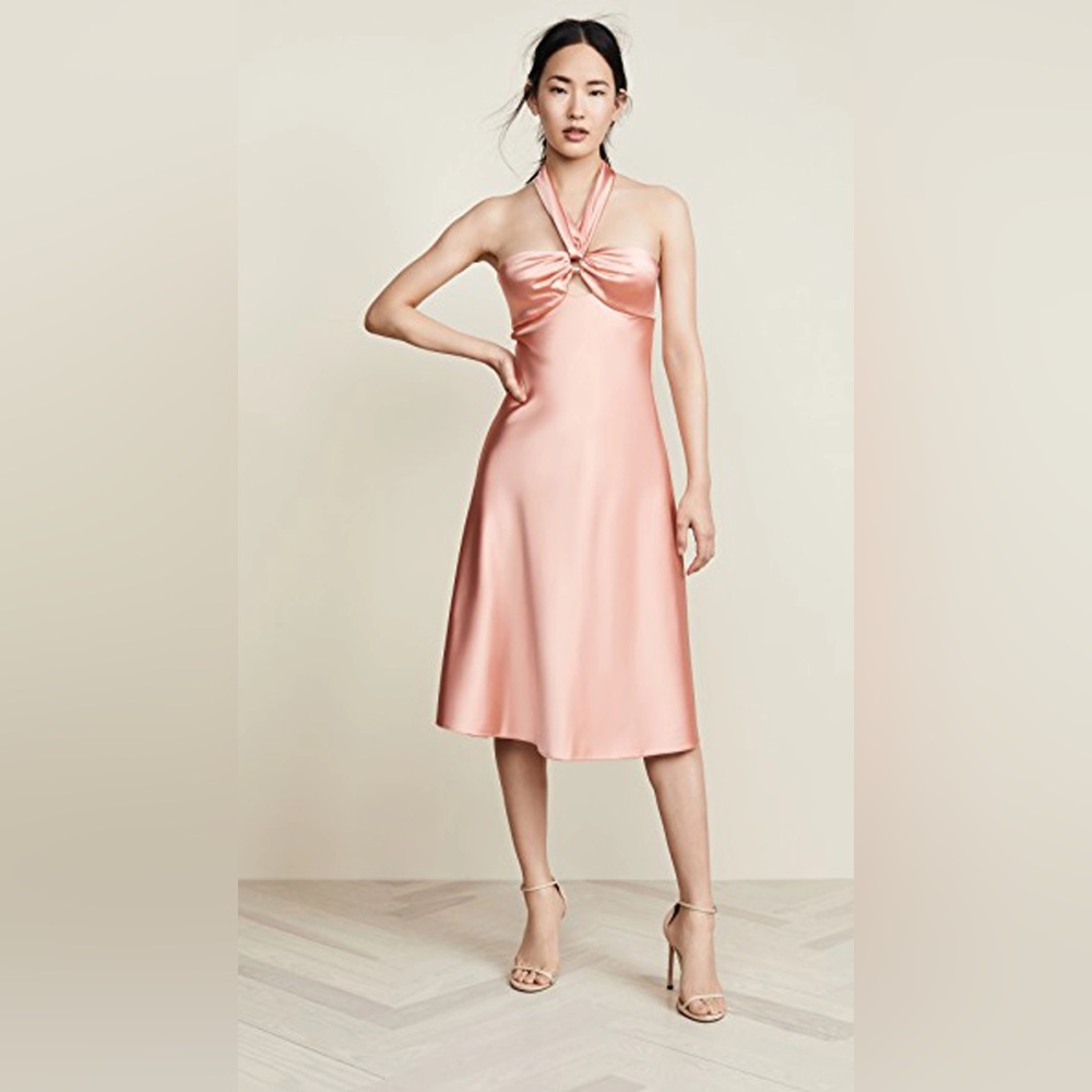 Jonathan Simkhai Structured Sateen Halter Slip Dress In Rosette